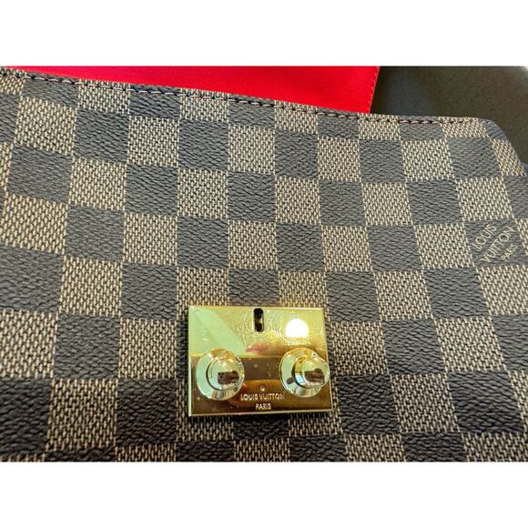 New Louis Vuitton Croisette Damier Ebene Shoulder Bag Brown Red Canvas Small LTD - Picture 10 of 16